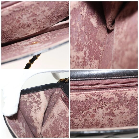 CHANEL Matelasse Chain Shoulder Bag Lamb Skin Black Gold CC Auth fm4823 - Picture 15 of 16